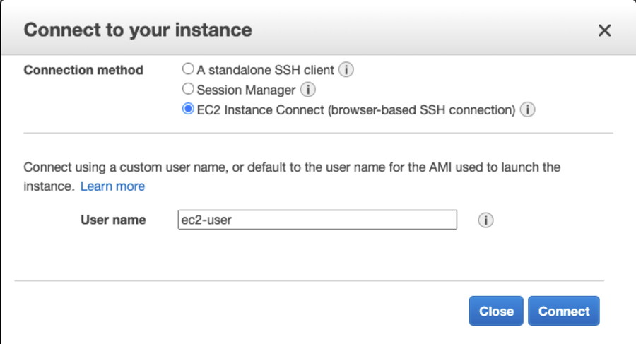 EC2 Instance Connect browser-based SSH connection without key pairs
