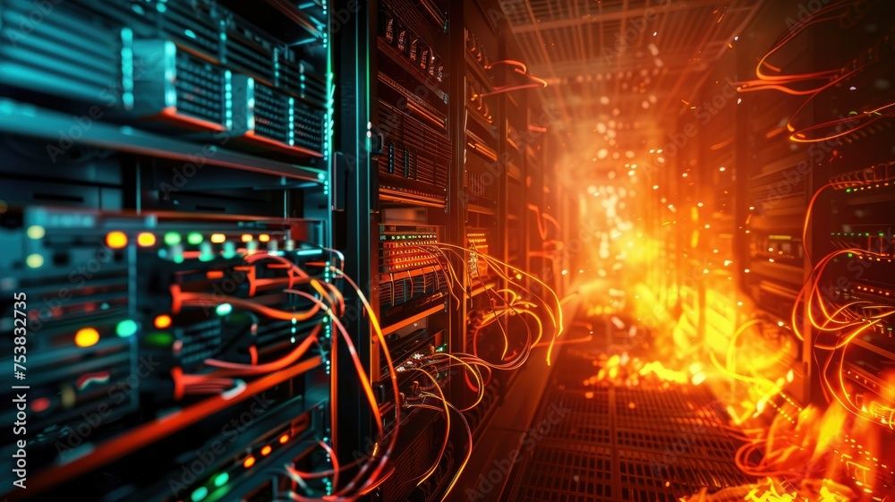 laptop overheating with server running versus professional data center with server racks