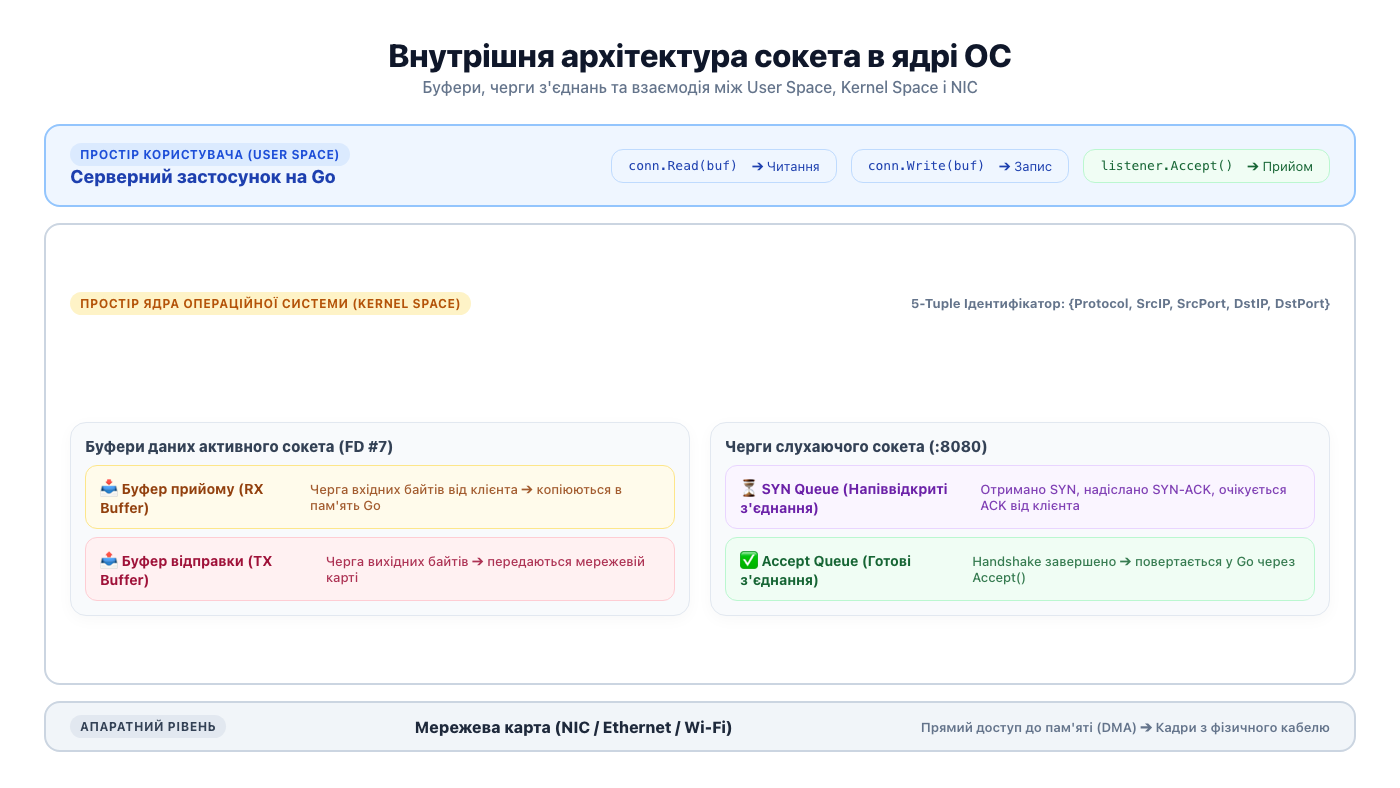 Внутрішня архітектура сокета в ядрі операційної системи