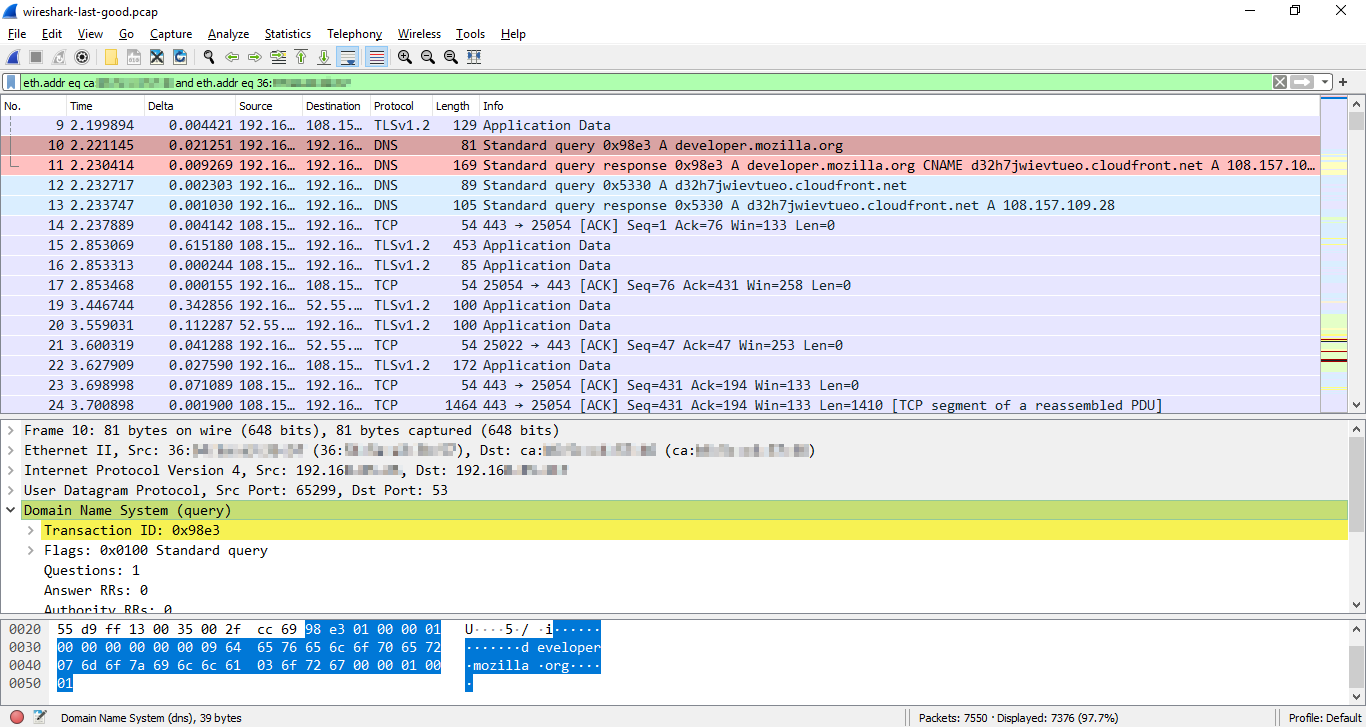 Аналіз бінарного DNS-пакета та його секцій у Wireshark