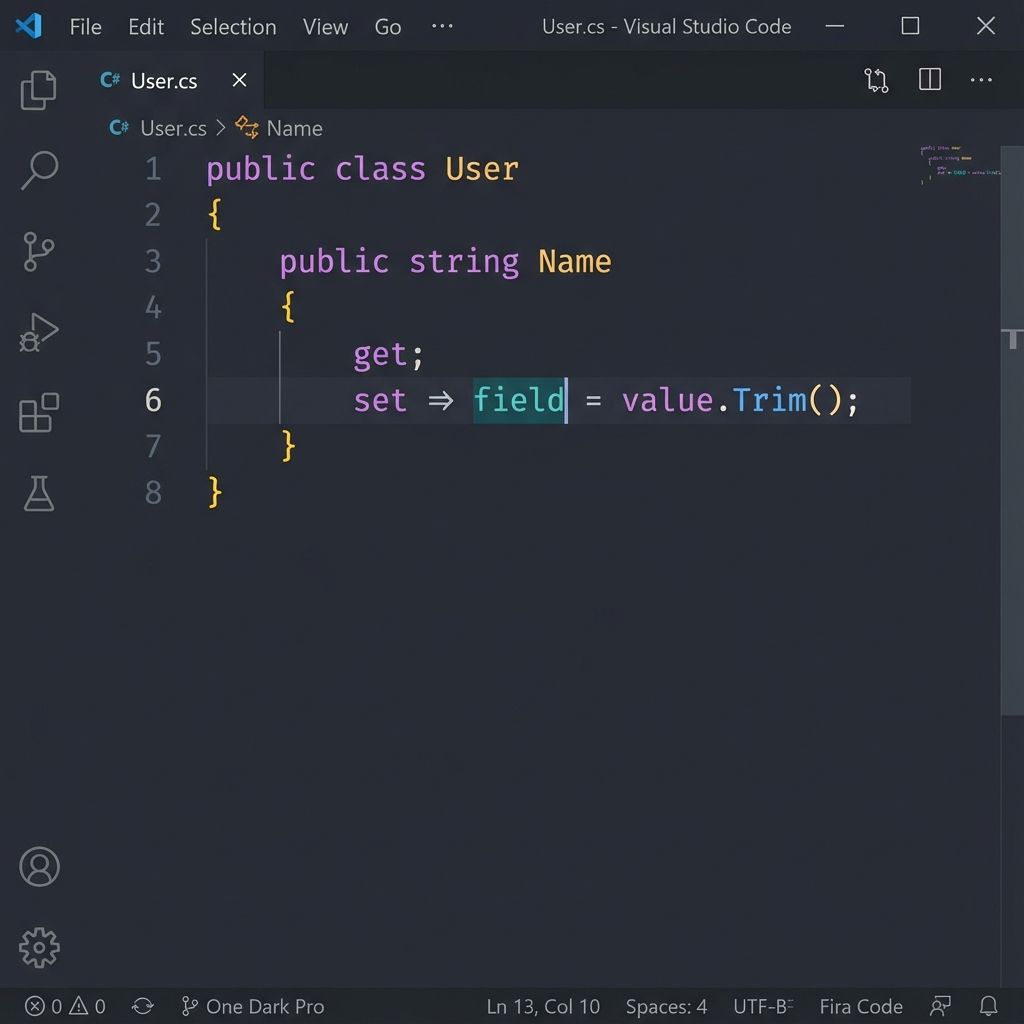 Приклад використання field keyword в IDE