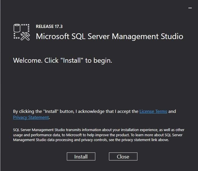 Початок установки SQL Server Management Studio