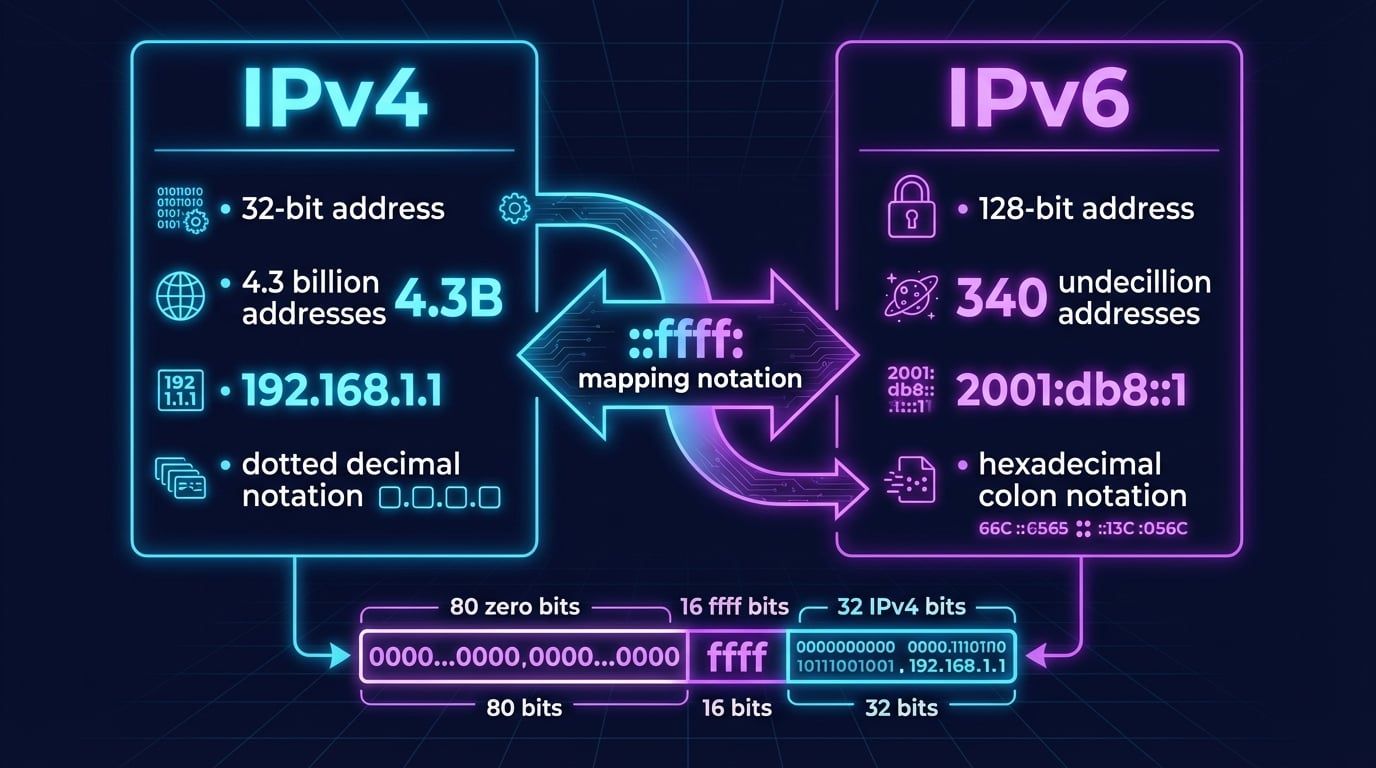Порівняння форматів та довжини адрес протоколів IPv4 та IPv6